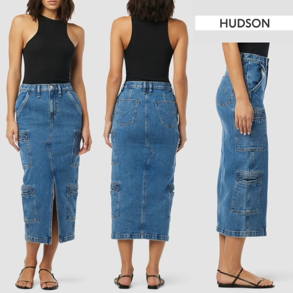 Hudson Reconstructed Skirt Size 28 Cargo Pockets Golden Hour Wash Denim New NWT - Picture 9 of 9